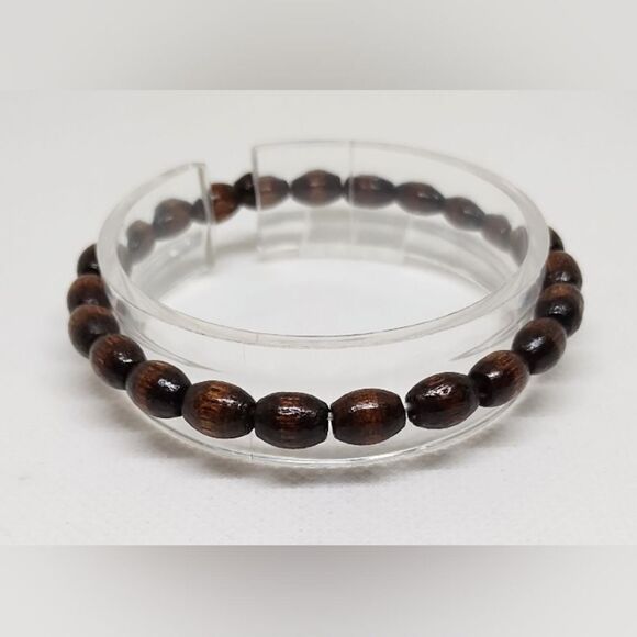 Men's bracelet beaded beads brown new e68 - Picture 1 of 1
